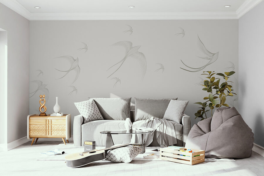 Wall murals A group of birds flying