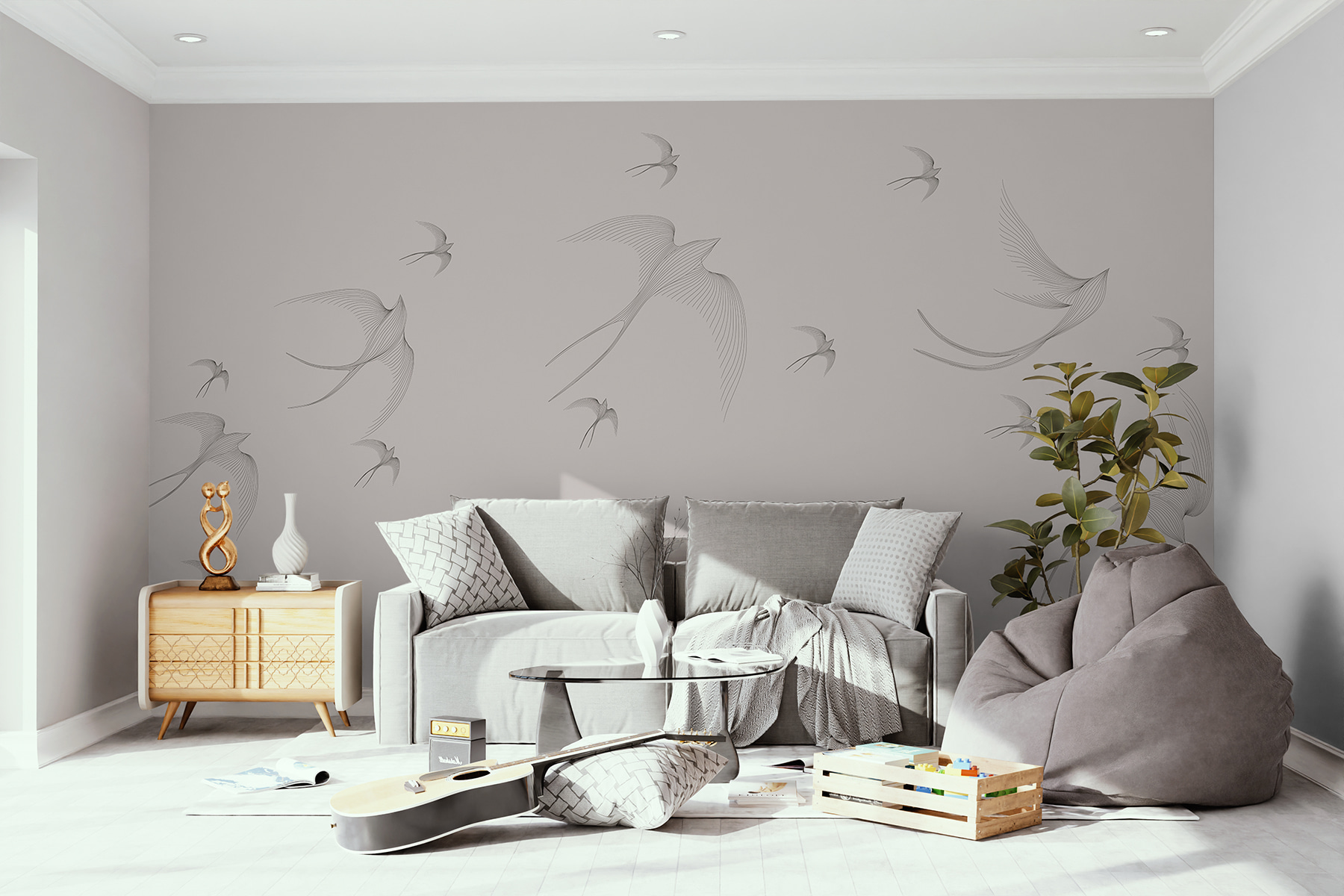 A group of birds flying