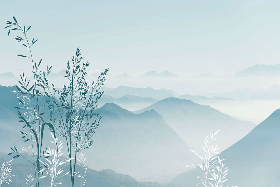 Wall murals A landscape with mountains and trees - Image 3