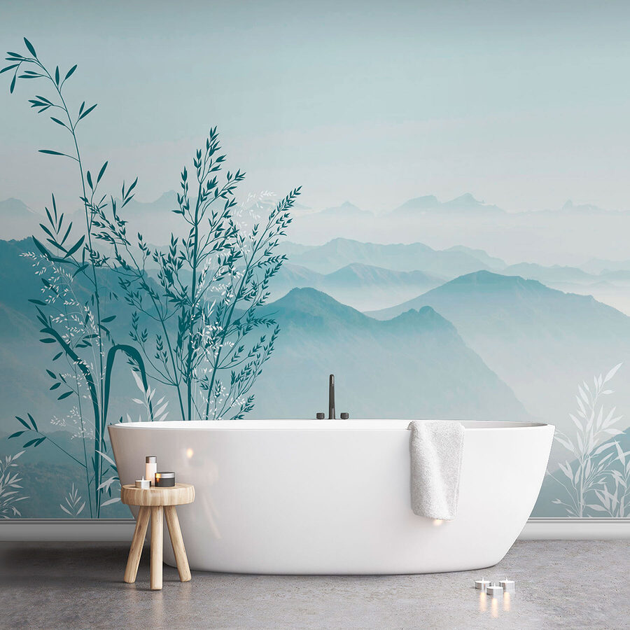 Wall murals A landscape with mountains and trees - Image 2