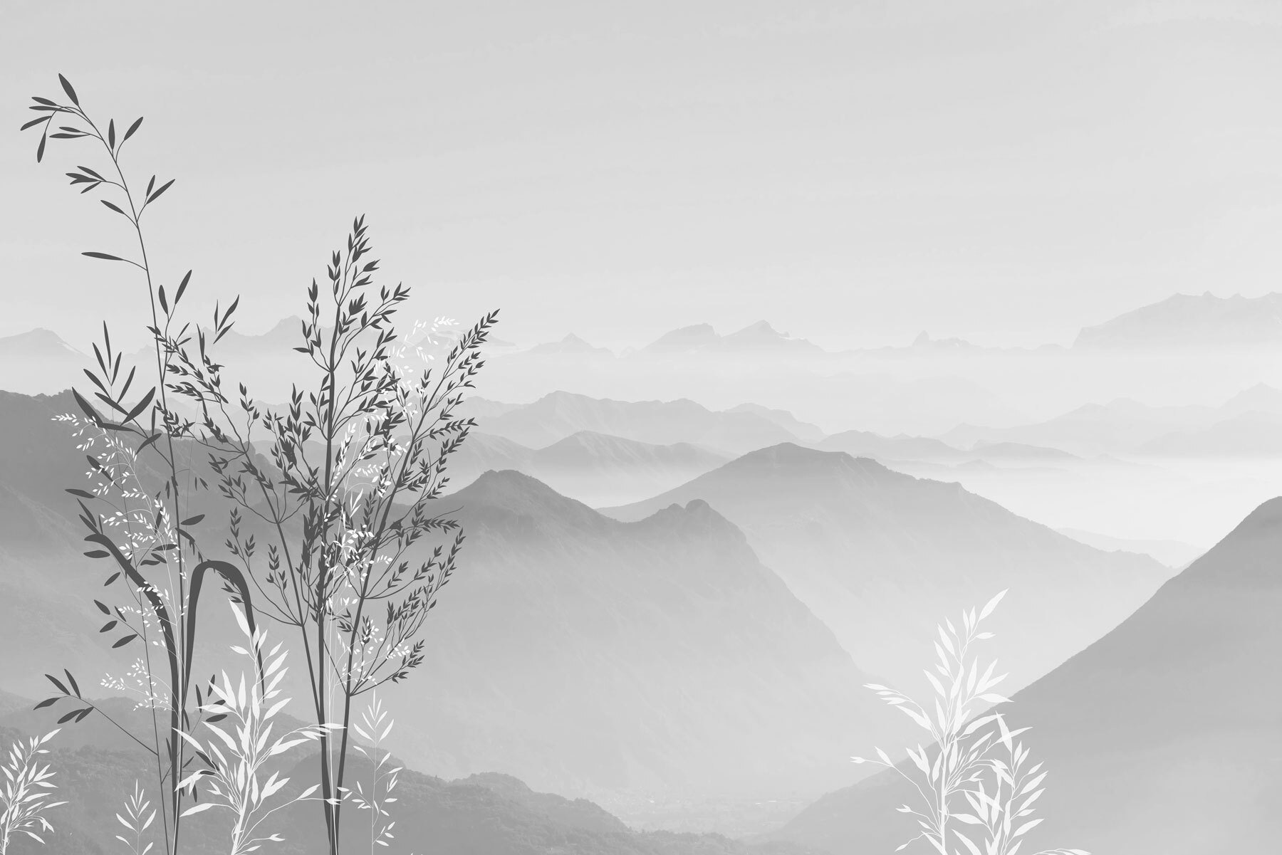 A landscape with mountains and plants A landscape with mountains and plants