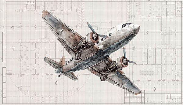 An airplane flying through the air