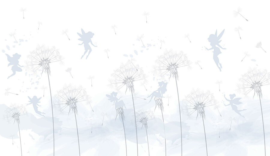 A dandelion with fairies flying in the air A dandelion with fairies flying in the air