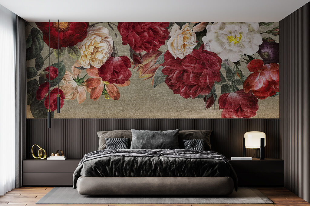 Group of flowers on a grey background Group of flowers on a grey background