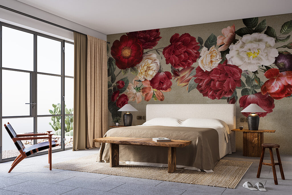 Group of flowers on a grey background Group of flowers on a grey background