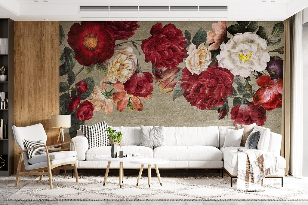 Group of flowers on a grey background Group of flowers on a grey background