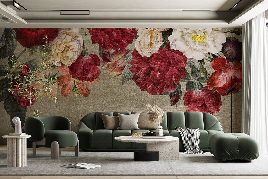 Group of flowers on a grey background Group of flowers on a grey background