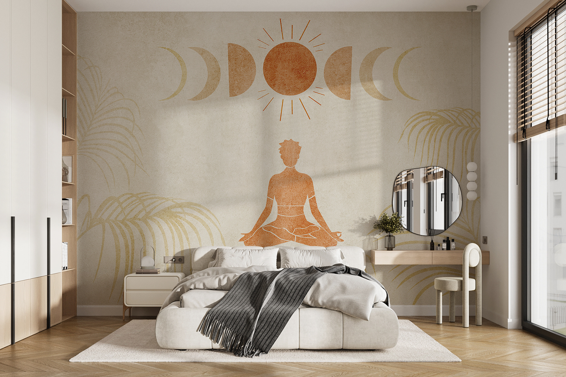 Drawing of a person meditating in the middle of a field Drawing of a person meditating in the middle of a field