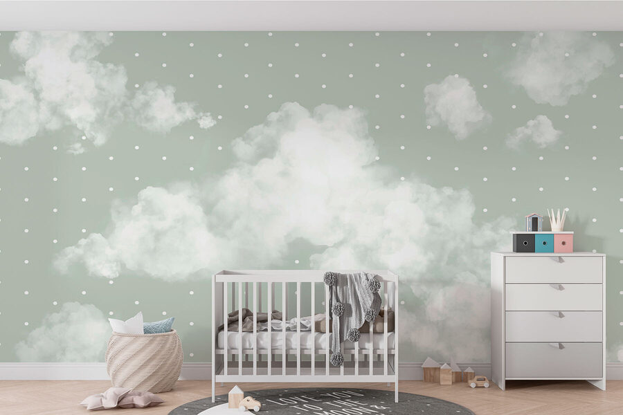 Wall murals White clouds in the sky