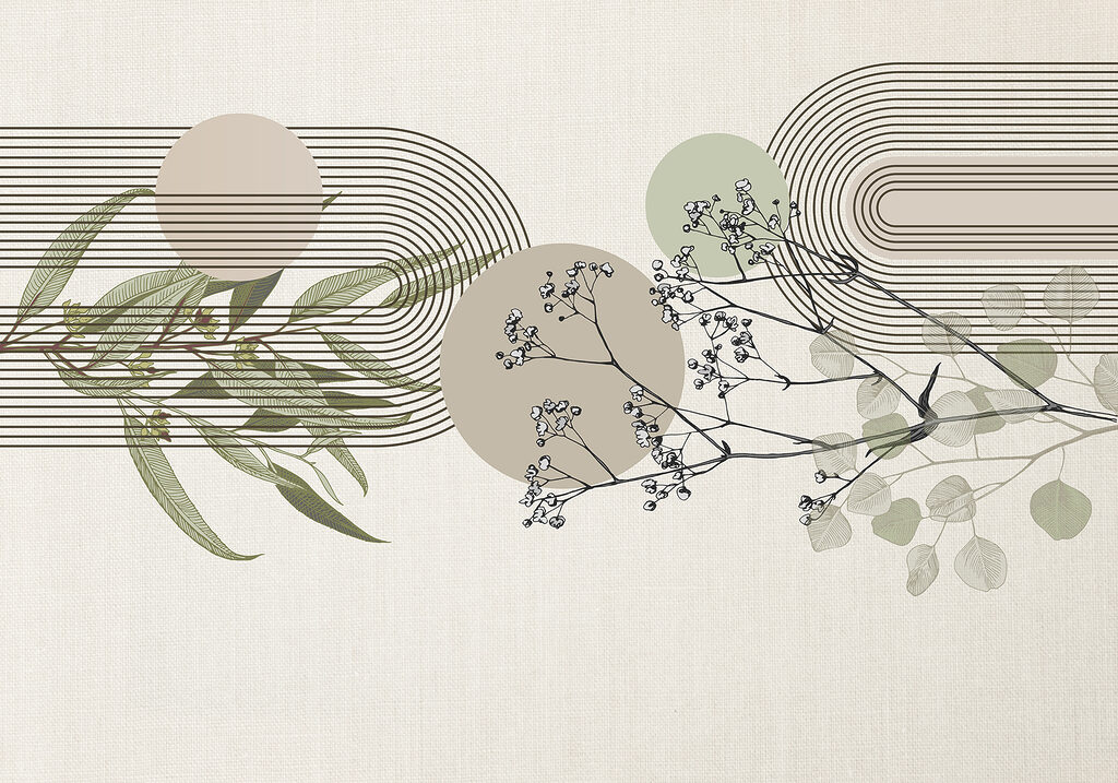 Botanical design with abstract elements Botanical design with abstract elements