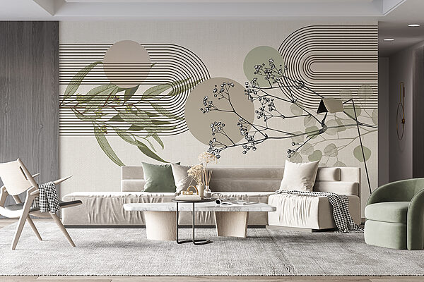 Botanical design with abstract elements Botanical design with abstract elements