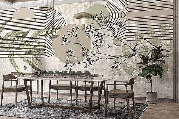 Botanical design with abstract elements Botanical design with abstract elements