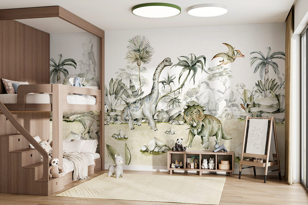 Watercolor of dinosaurs and plants Watercolor of dinosaurs and plants