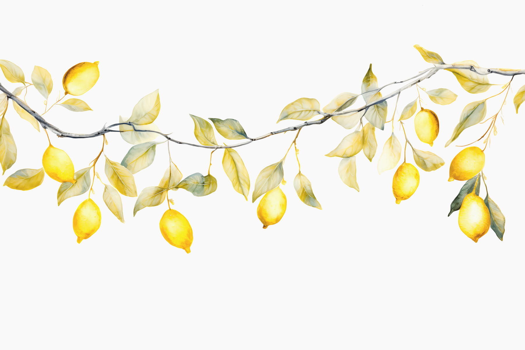Branch with yellow leaves and lemons