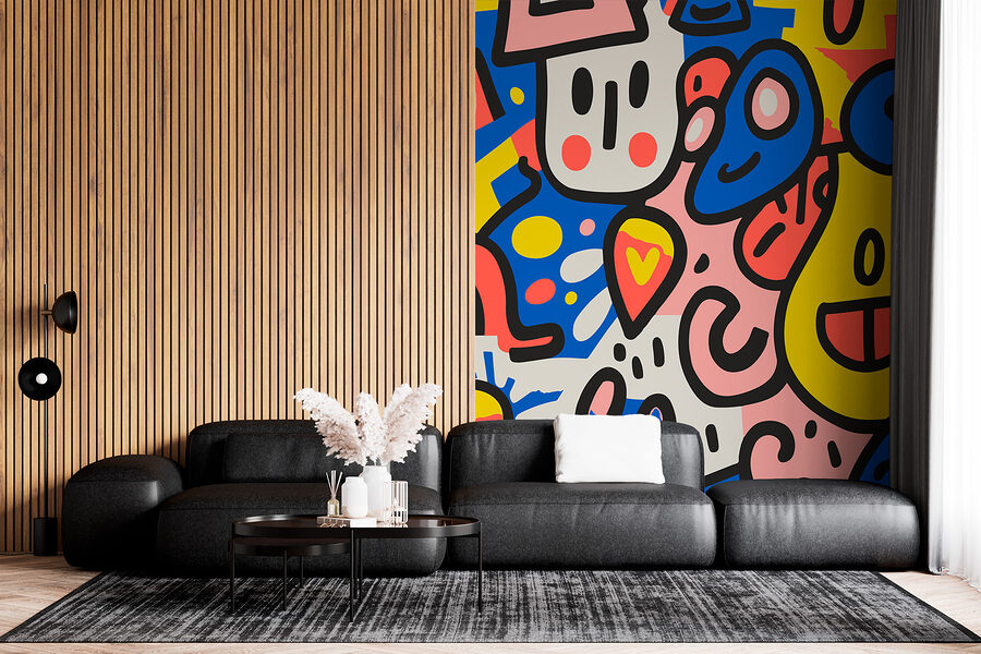 Wall murals Colorful pattern with different shapes and colors