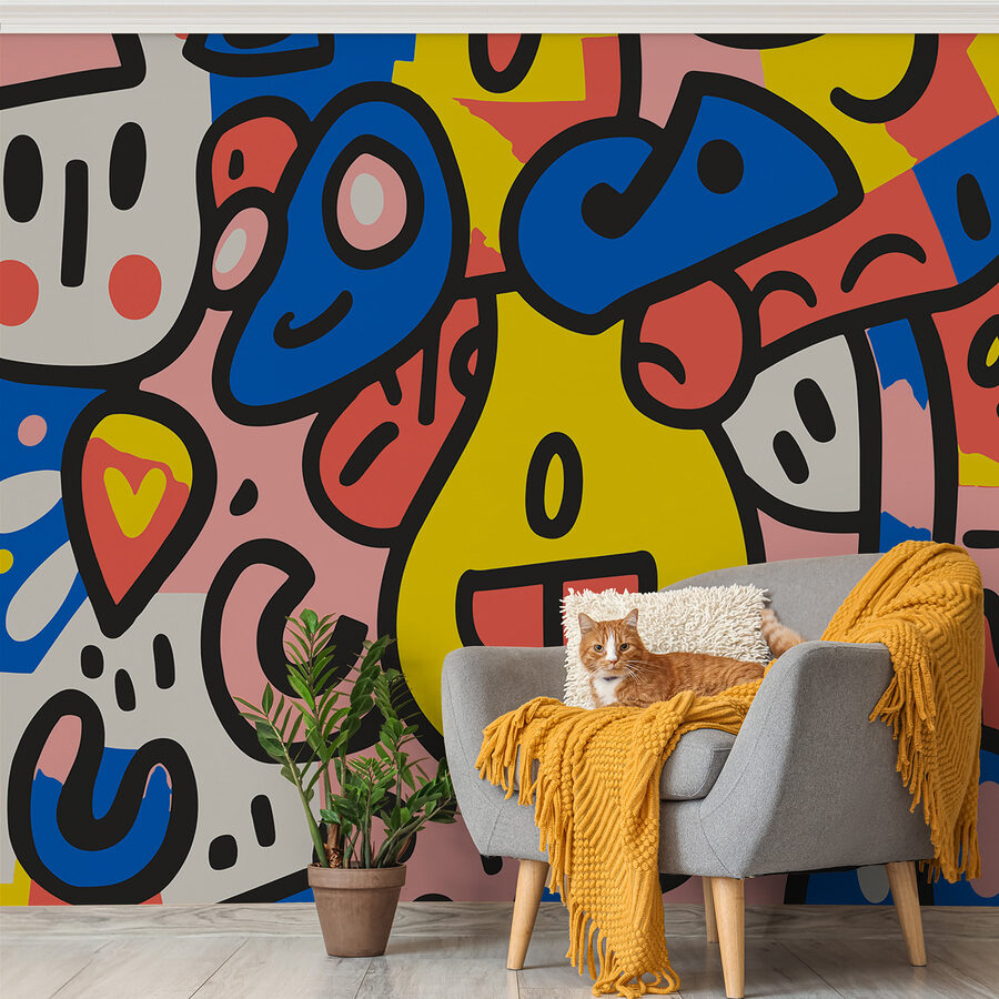 Wall murals Colorful pattern with different shapes and colors - Image 2