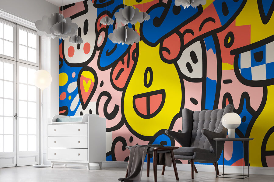 Wall murals Colorful pattern with different shapes and colors - Image 3