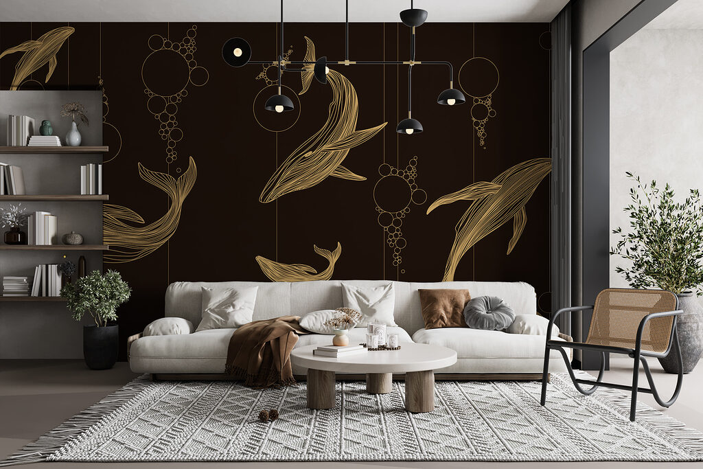 Group of whales and bubbles