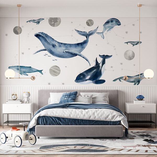 Group of whales and fish Group of whales and fish