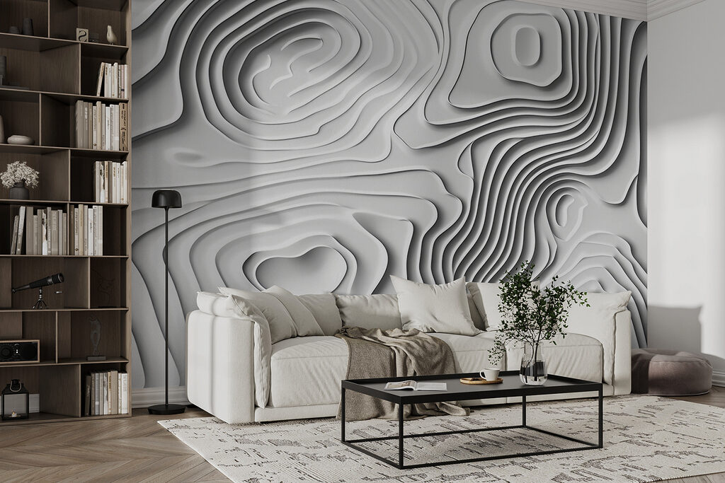 White surface with lines and shapes