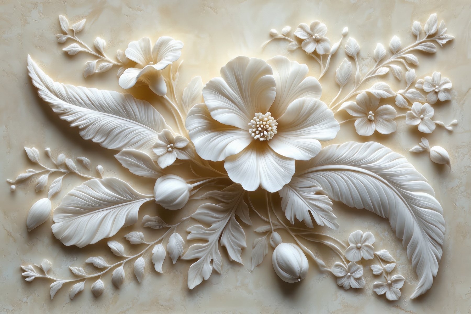 White flower and leaves White flower and leaves