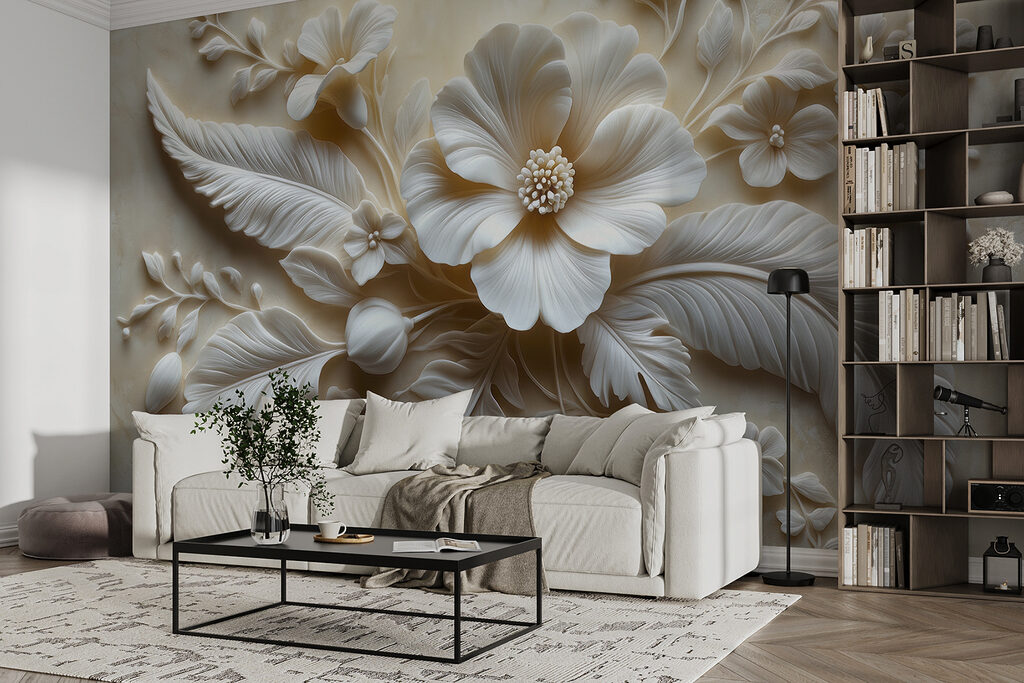 White flower and leaves White flower and leaves