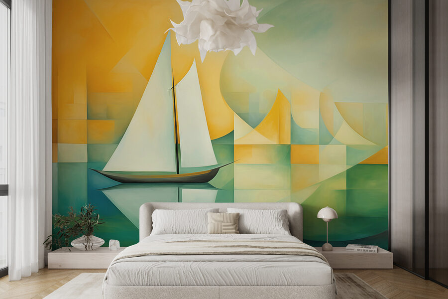 Painting of a sailboat on water Painting of a sailboat on water
