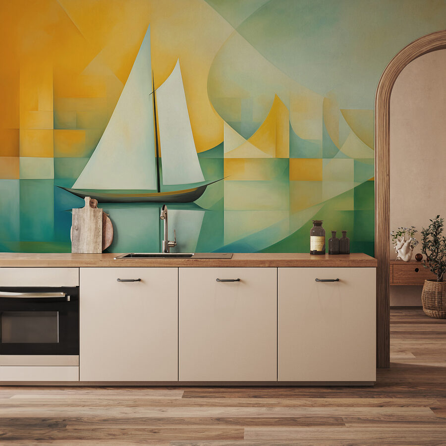 Painting of a sailboat on water Painting of a sailboat on water