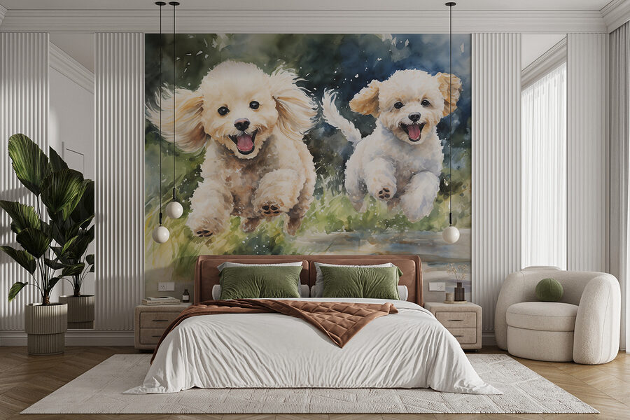 Two dogs jumping in the air Two dogs jumping in the air