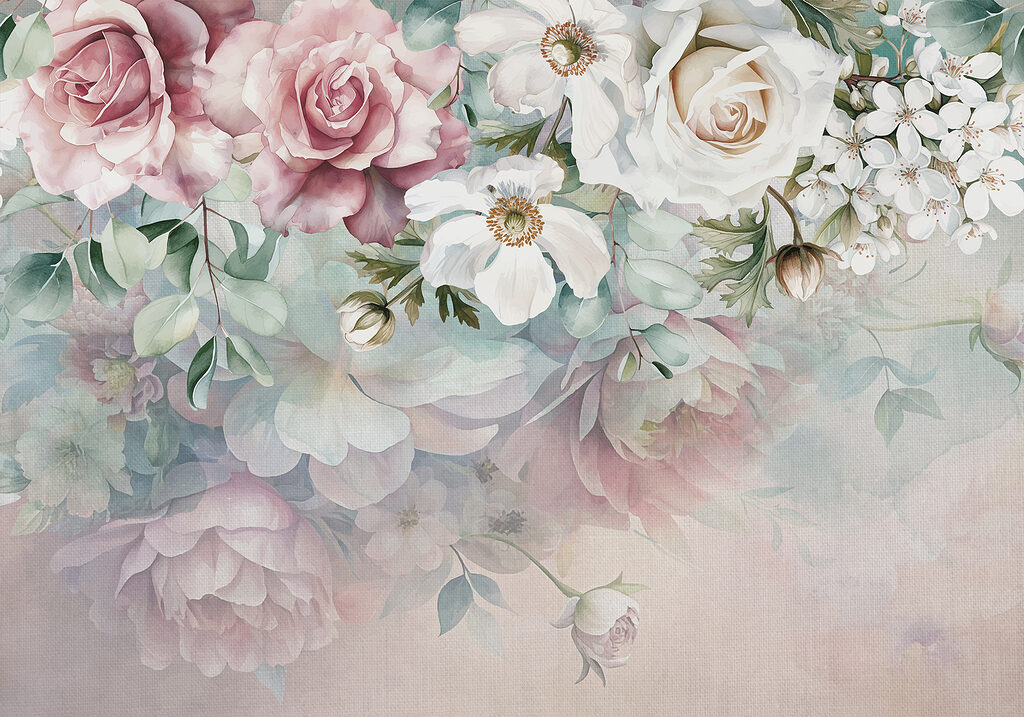 Painting of flowers on a surface