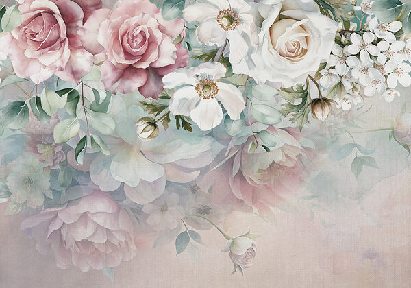 Painting of flowers on a surface