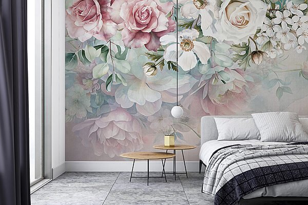 Wall murals Painting of flowers on a surface (SKU: w08153) Wall murals Wall murals Painting of flowers on a surface (SKU: w08153)