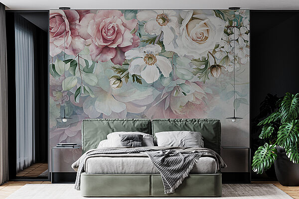 Painting of flowers on a surface