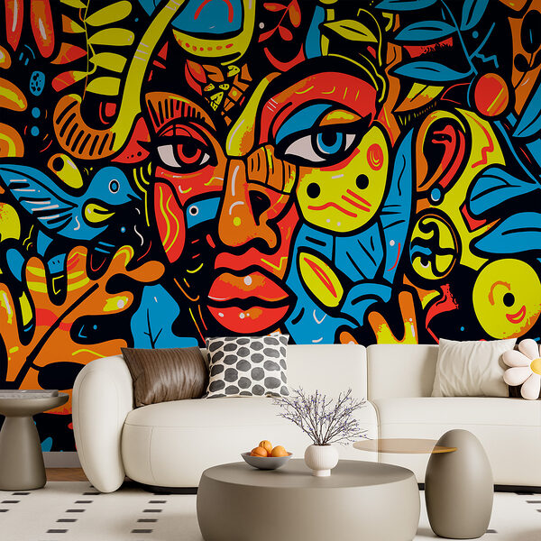 Wall murals Colorful art of a face