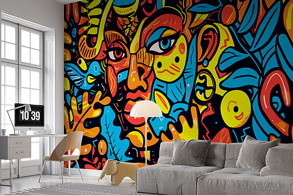 Colorful art of a face