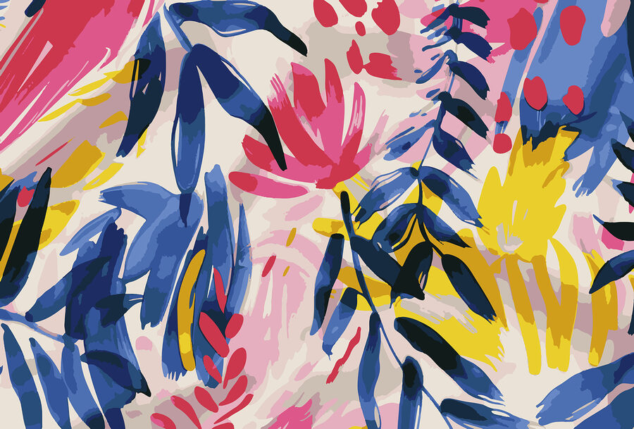 Wall murals Colorful floral pattern with leaves - Image 4