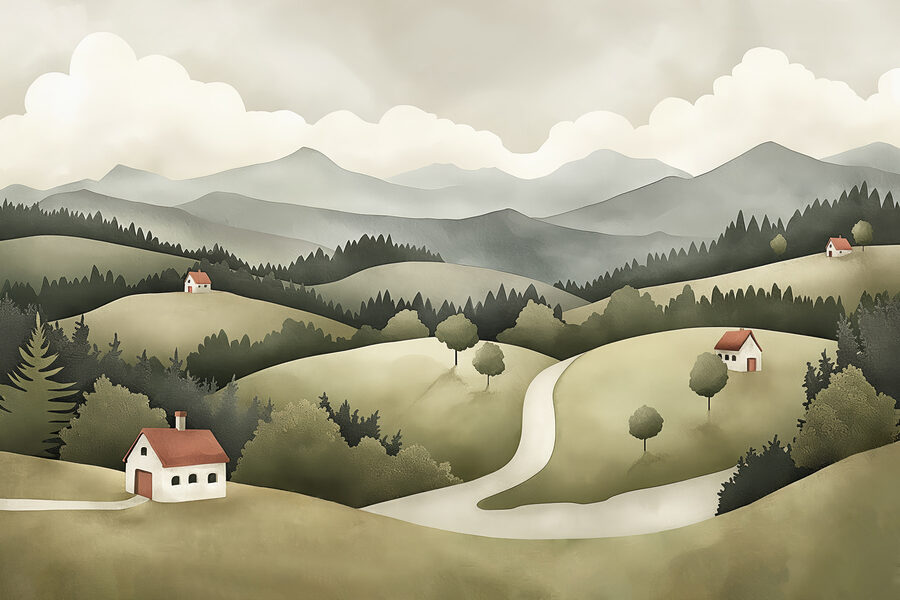 Landscape with houses and trees Landscape with houses and trees