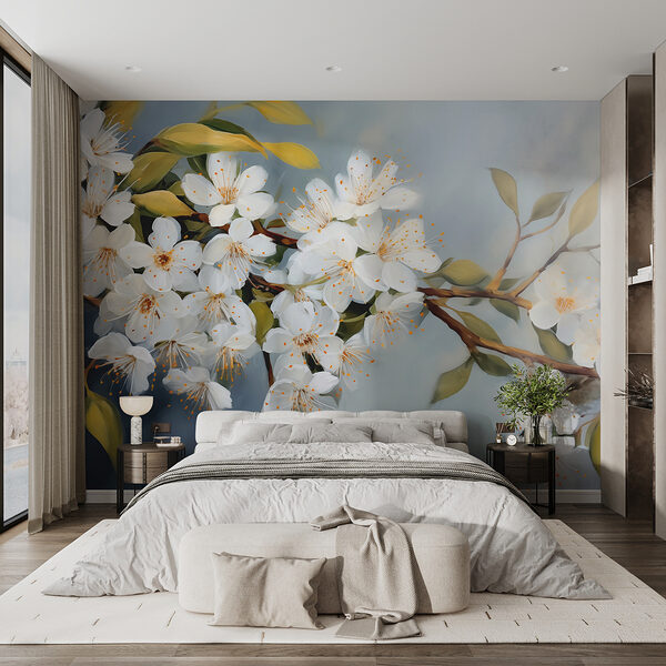 Wall murals Wall murals White flowers on a branch (SKU: w00960)