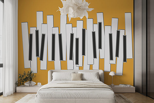 Wall murals Piano keys on a yellow background (SKU: w00961) Wall murals Wall murals Piano keys on a yellow background (SKU: w00961)