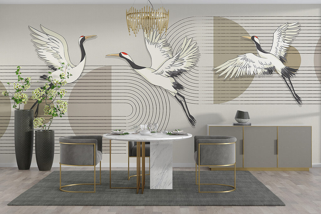 Group of birds flying over music notes Group of birds flying over music notes