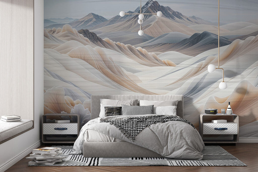 Landscape of mountains and snow