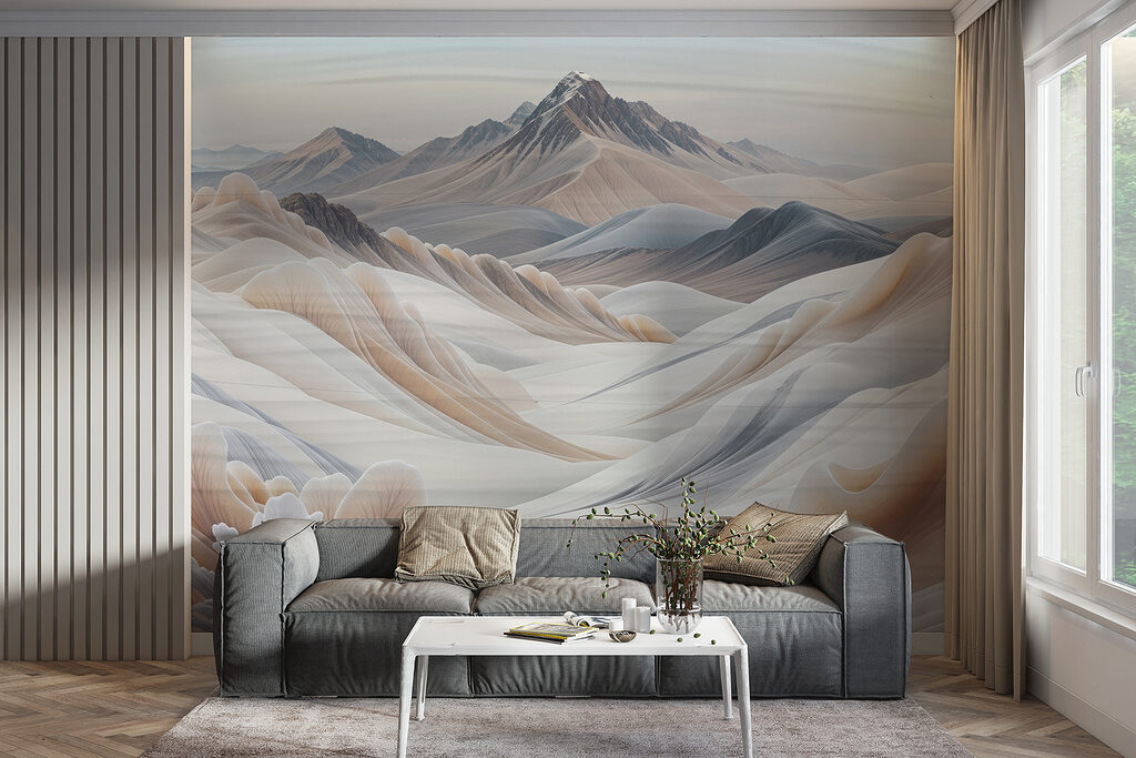 Landscape of mountains and snow