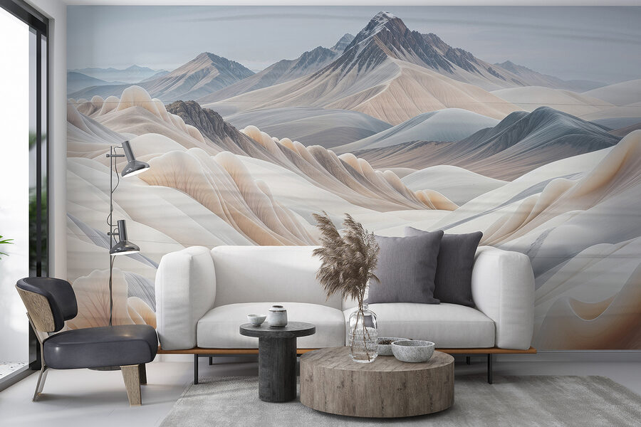 Landscape of mountains and snow
