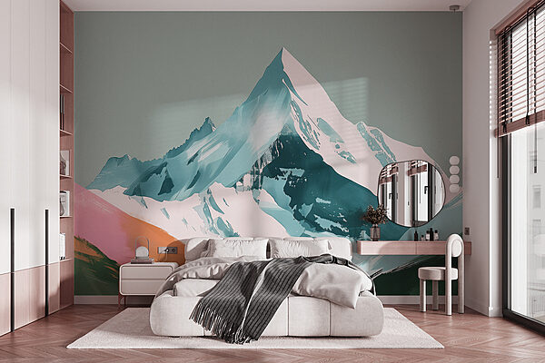 Mountain with snow and green hills Mountain with snow and green hills