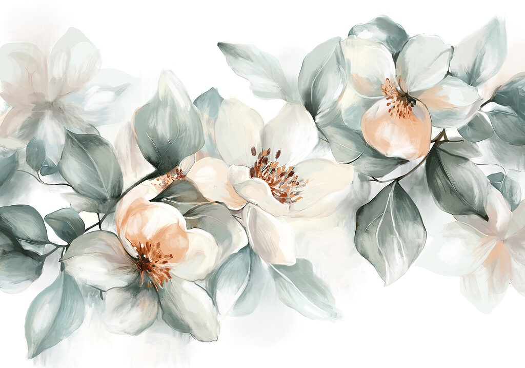 Painting of flowers and leaves