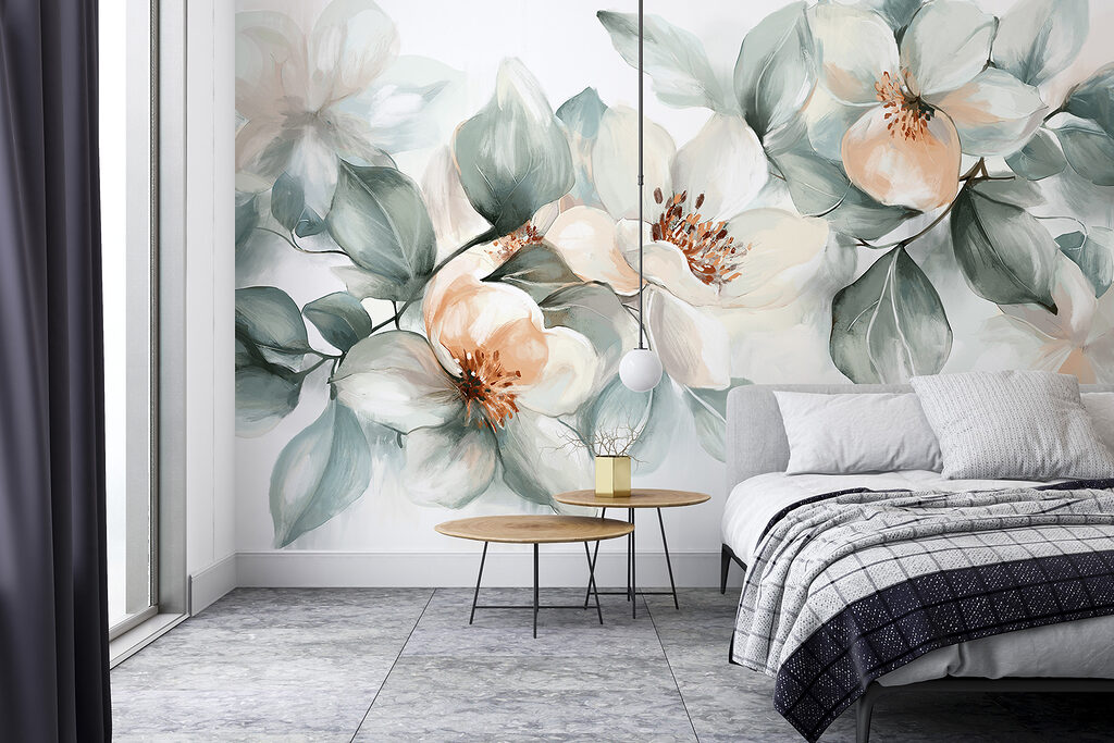 Painting of flowers and leaves