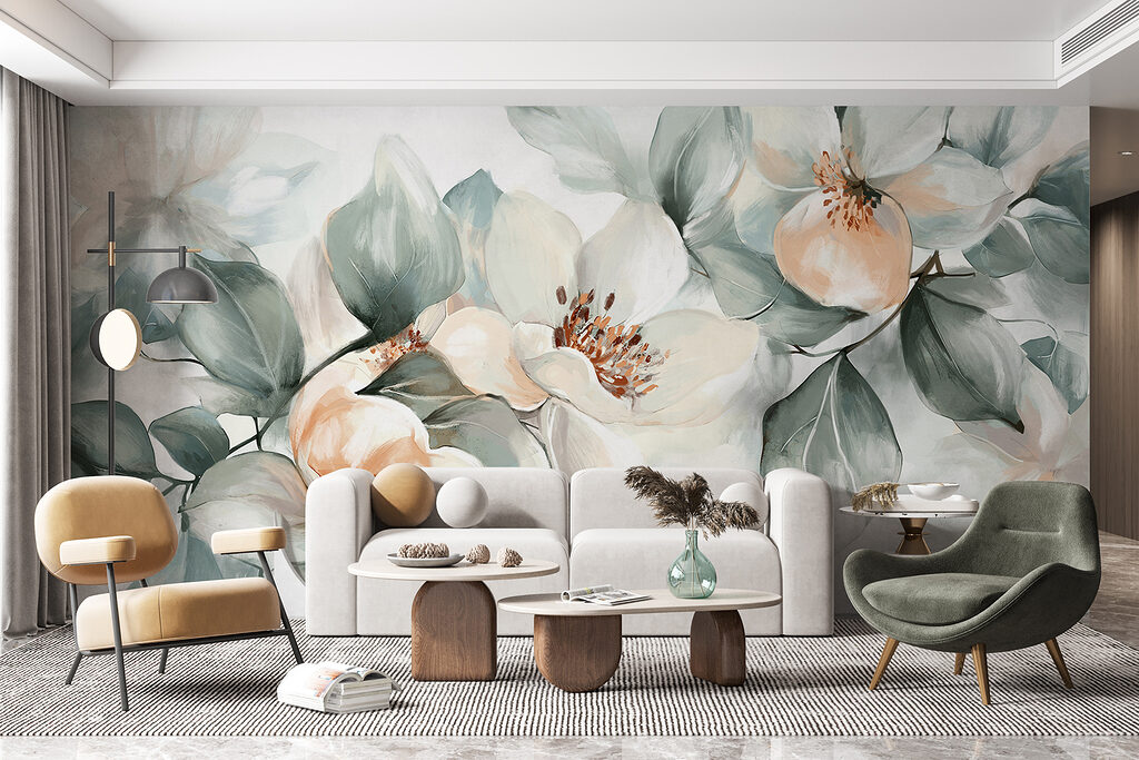 Painting of flowers and leaves