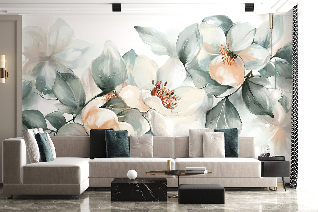 Painting of flowers and leaves