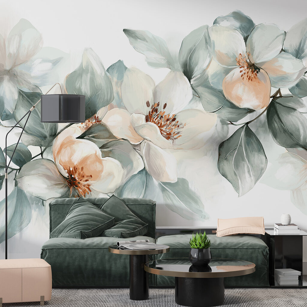 Painting of flowers and leaves