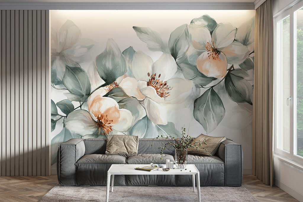 Painting of flowers and leaves